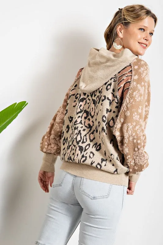 Animal Pattern Hoodie Sweater Top