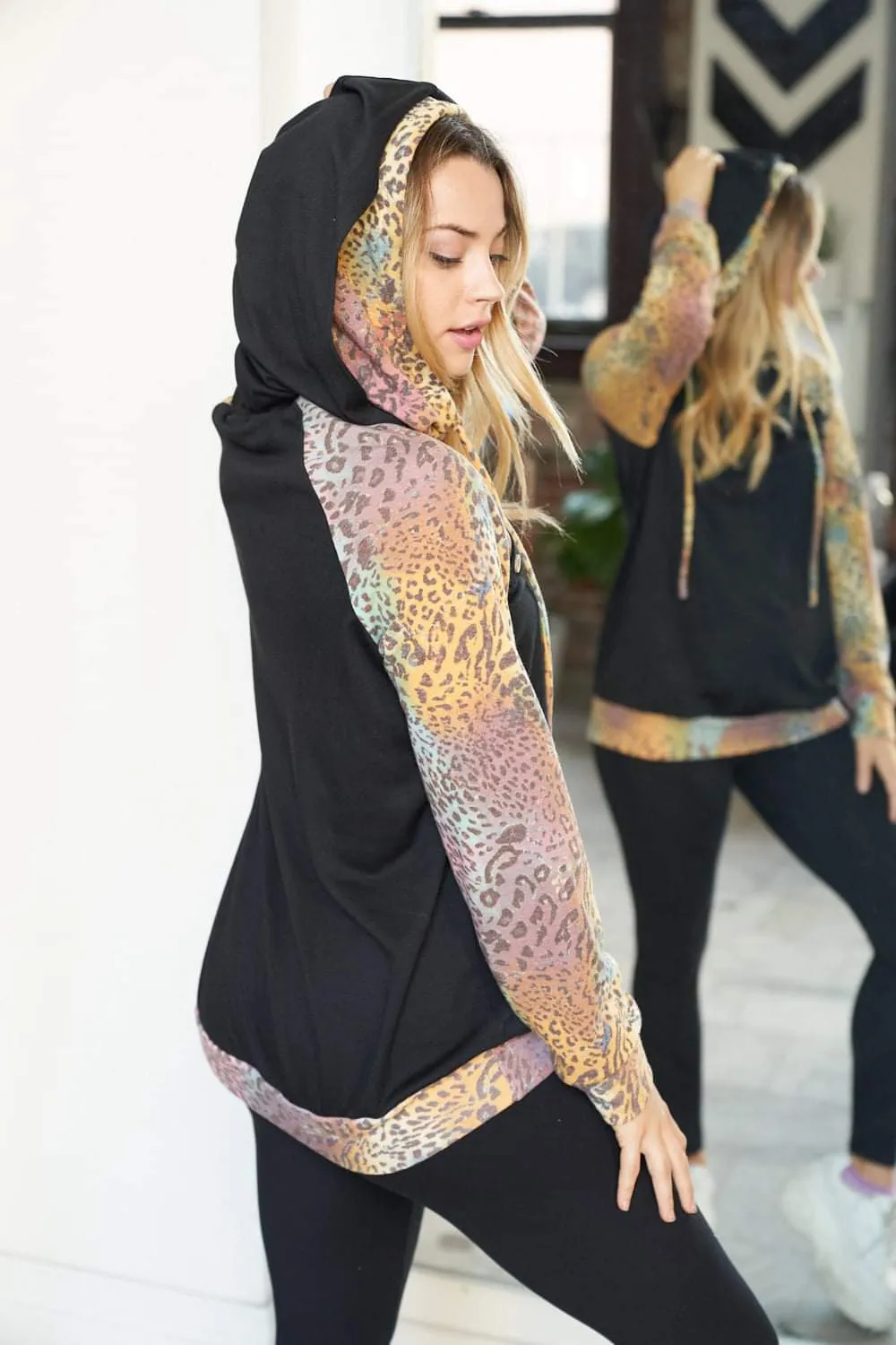 Black Leopard Rainbow Hoodie
