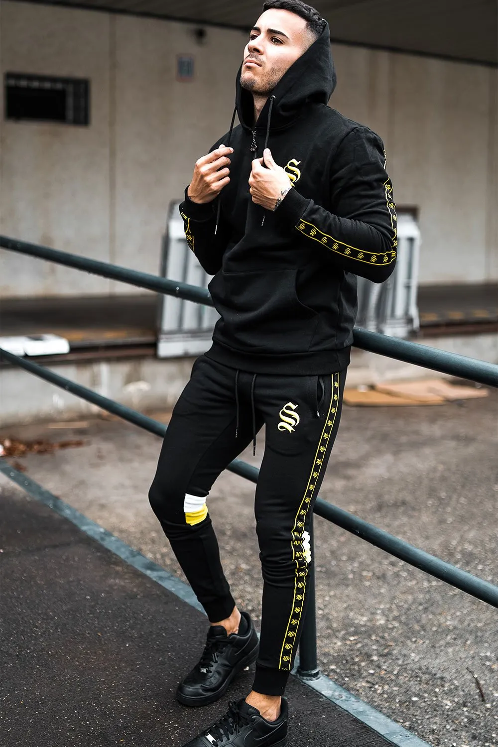 Block Tape Hoodie - Black