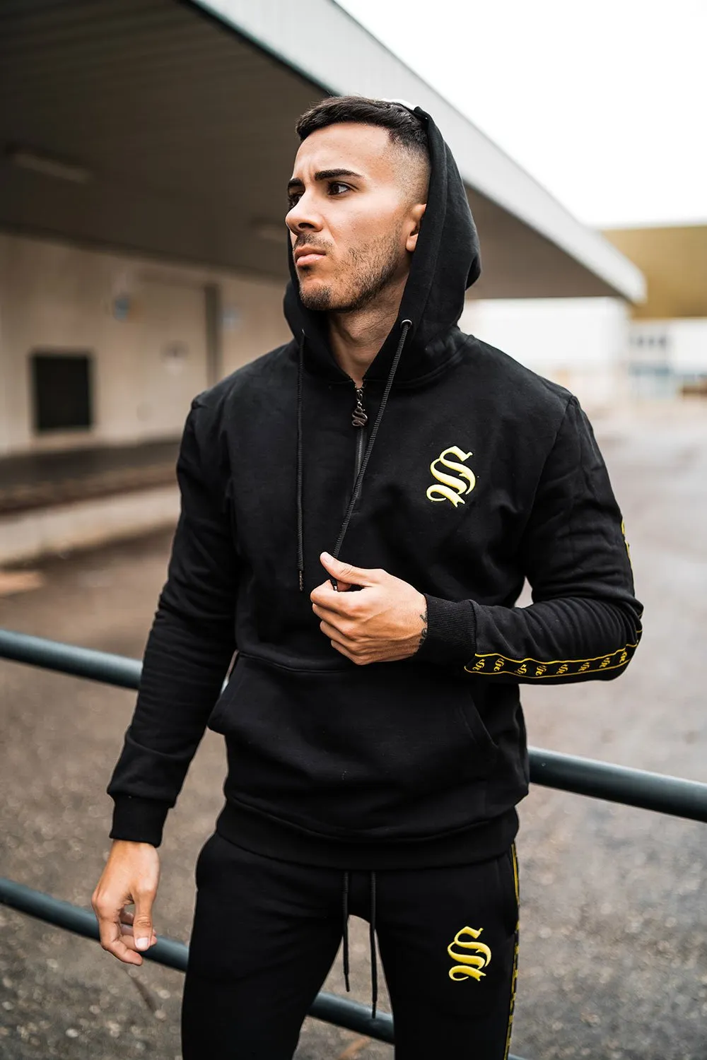 Block Tape Hoodie - Black