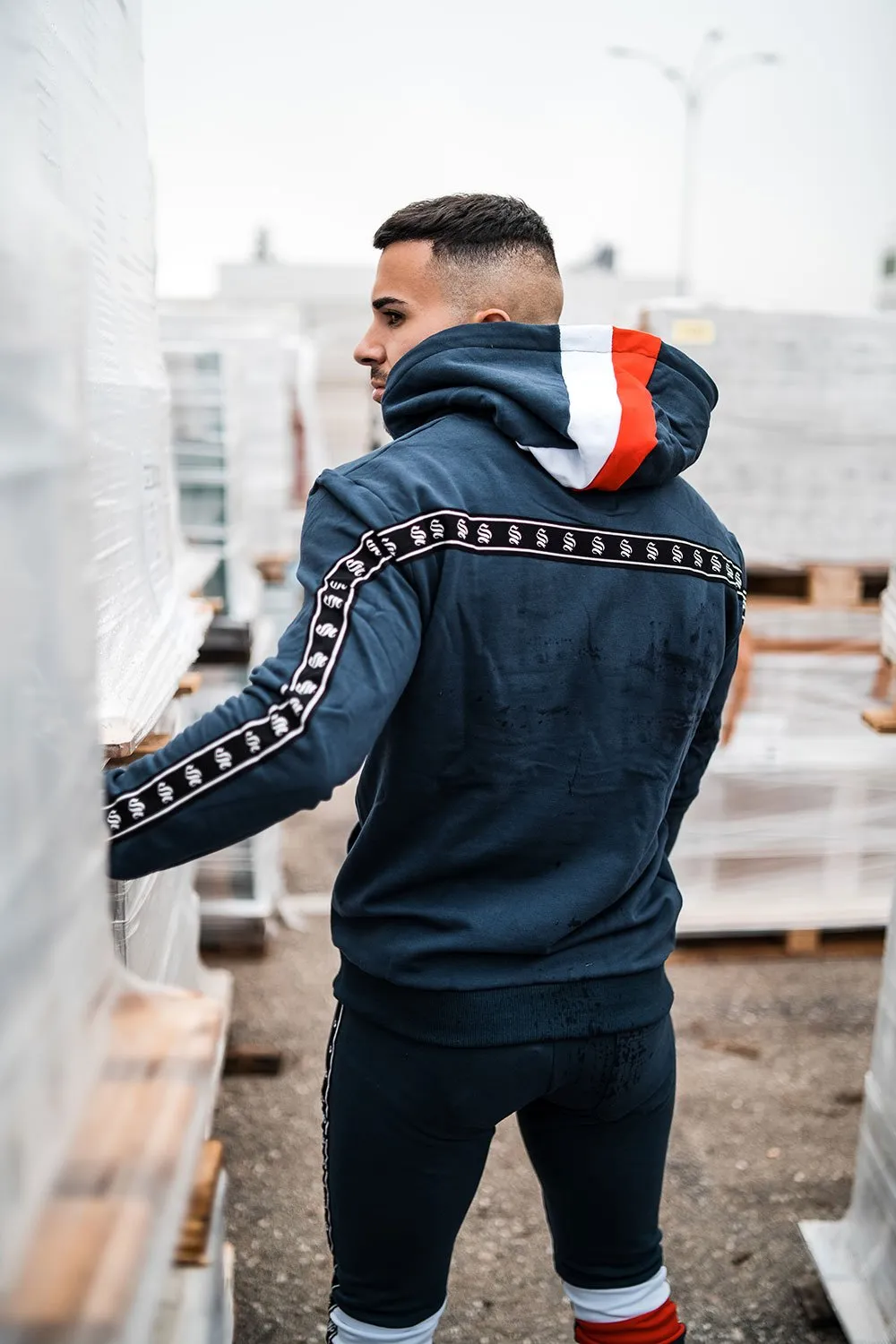 Block Tape Hoodie - Navy
