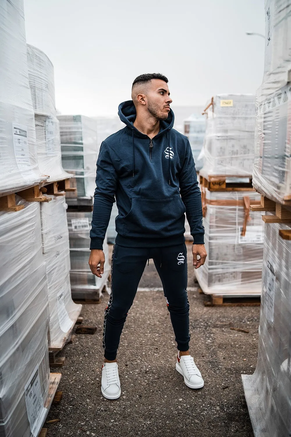 Block Tape Hoodie - Navy