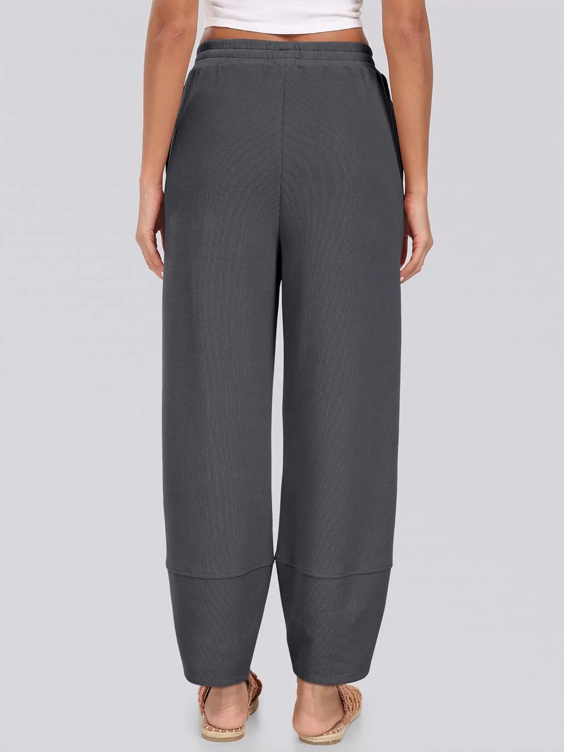 Caracilia Women Barrel Wide Leg Pants Casual Elastic Waist Loose Comfy Spring Vacation Travel Baggy Lounge Sweatpants