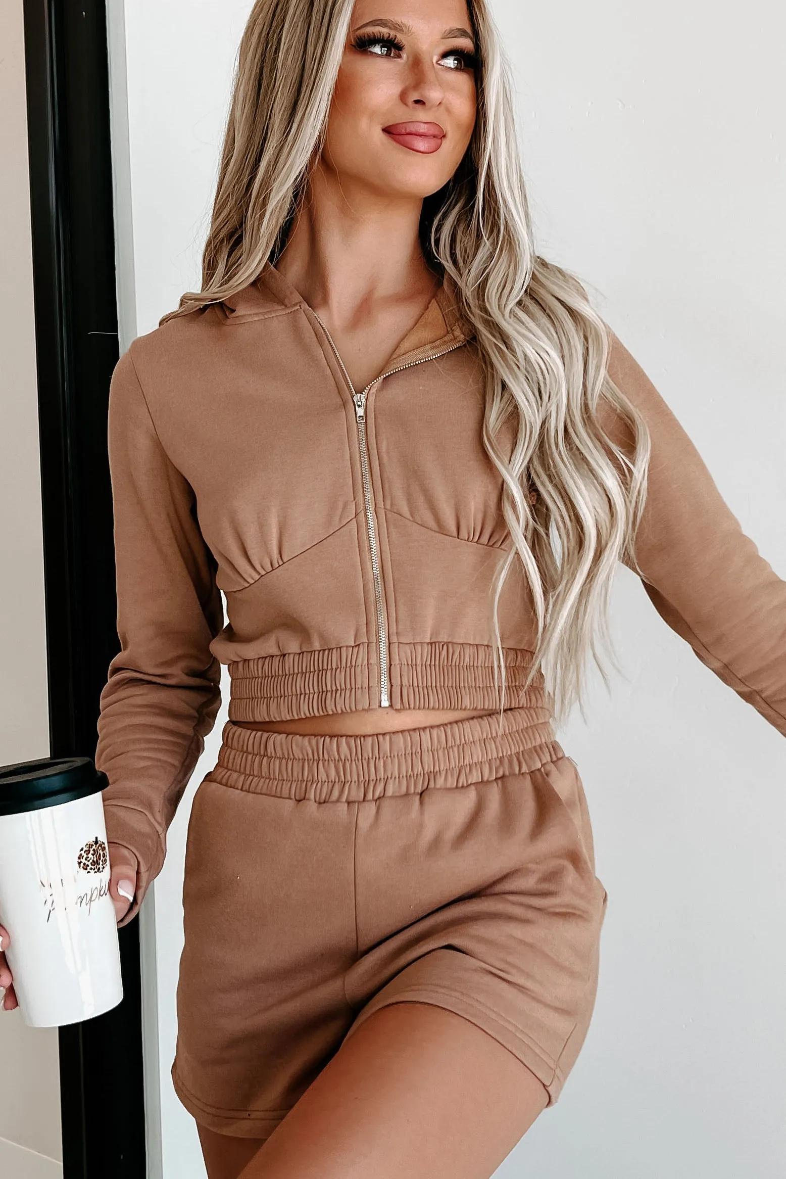 Carden Two Piece Shorts Set (Camel)