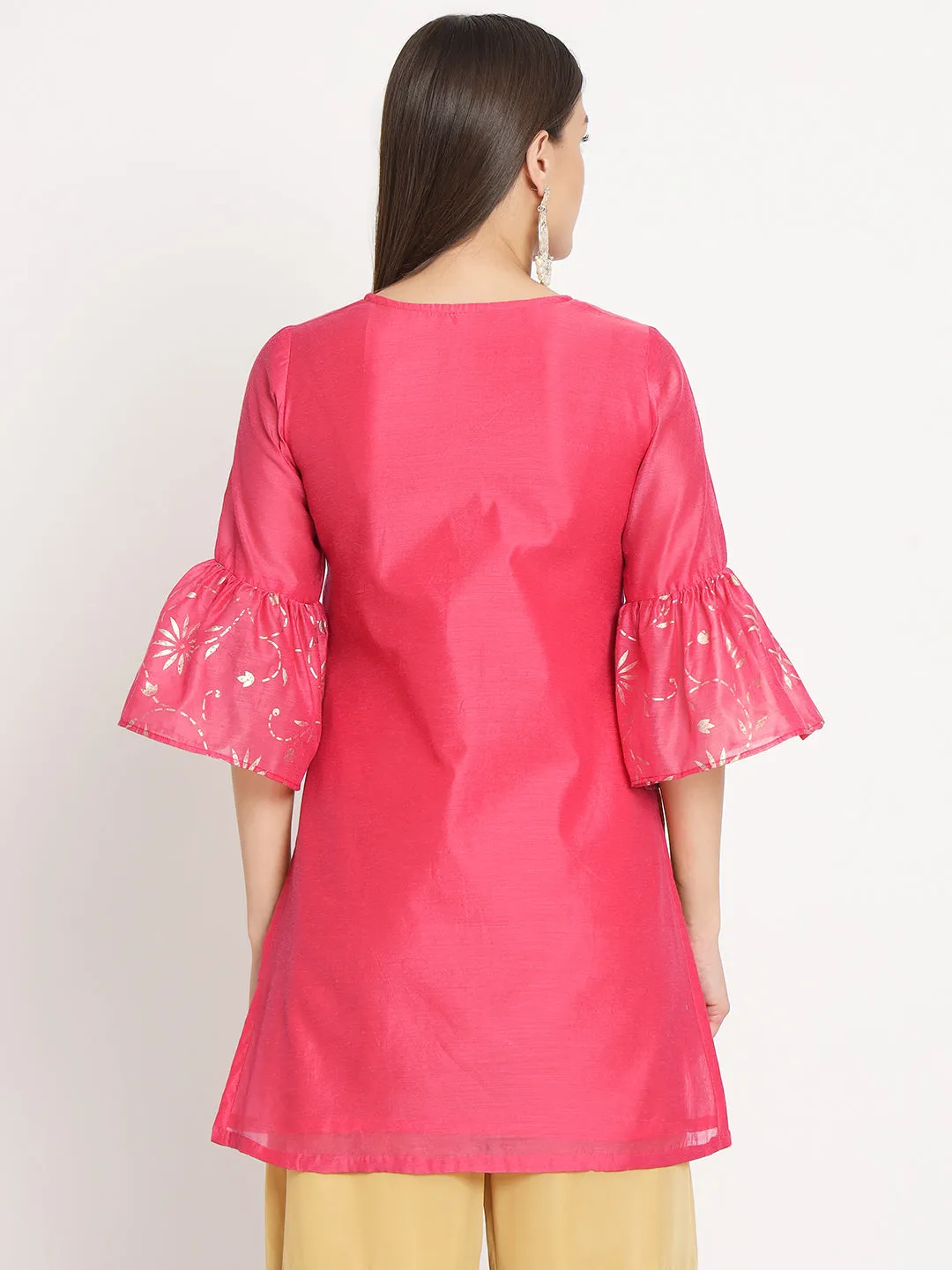Chanderi Foil Printed Kurti