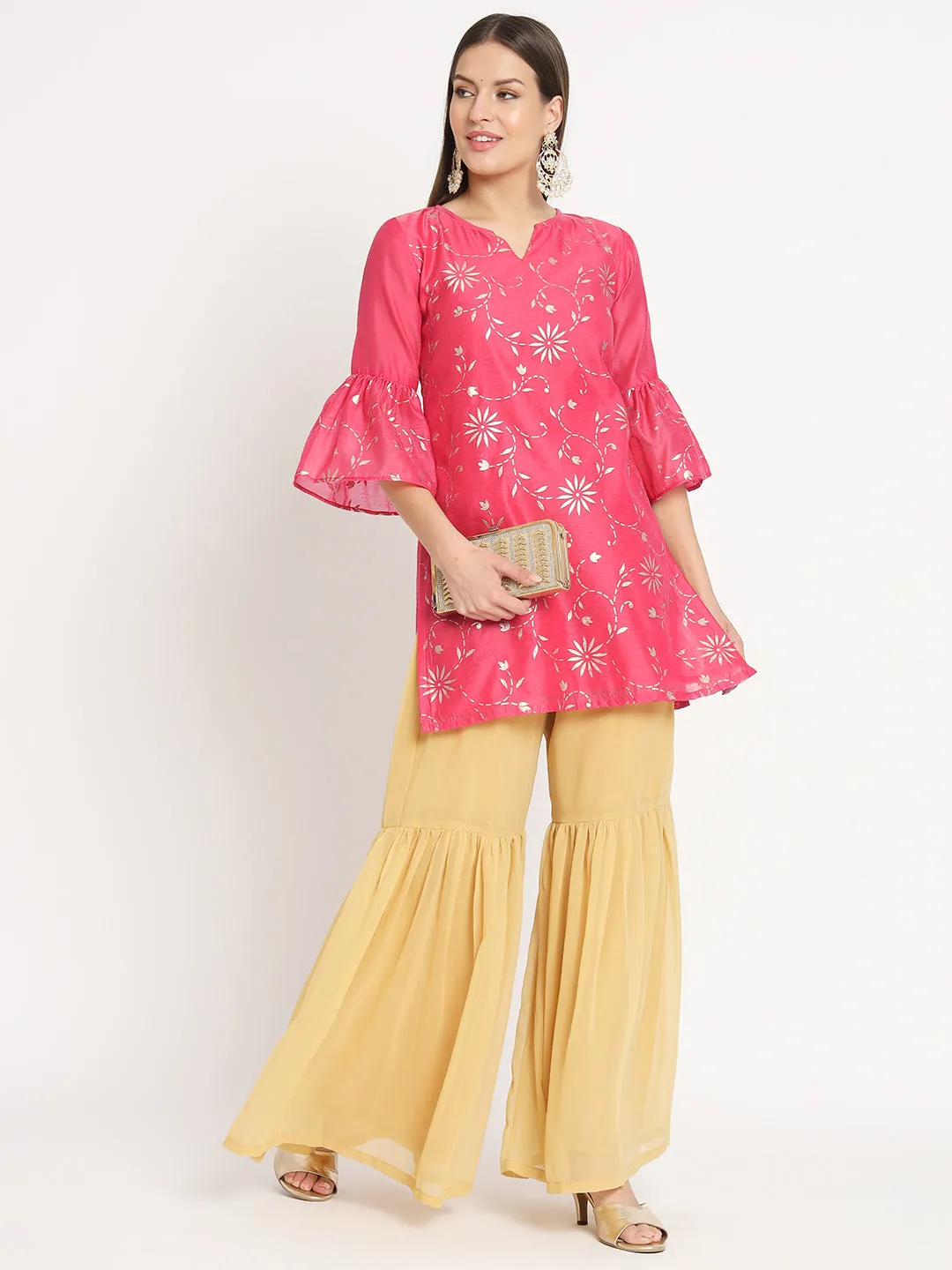 Chanderi Foil Printed Kurti