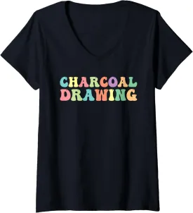 Charcoal Drawing Sketch Artist V-Neck T-Shirt