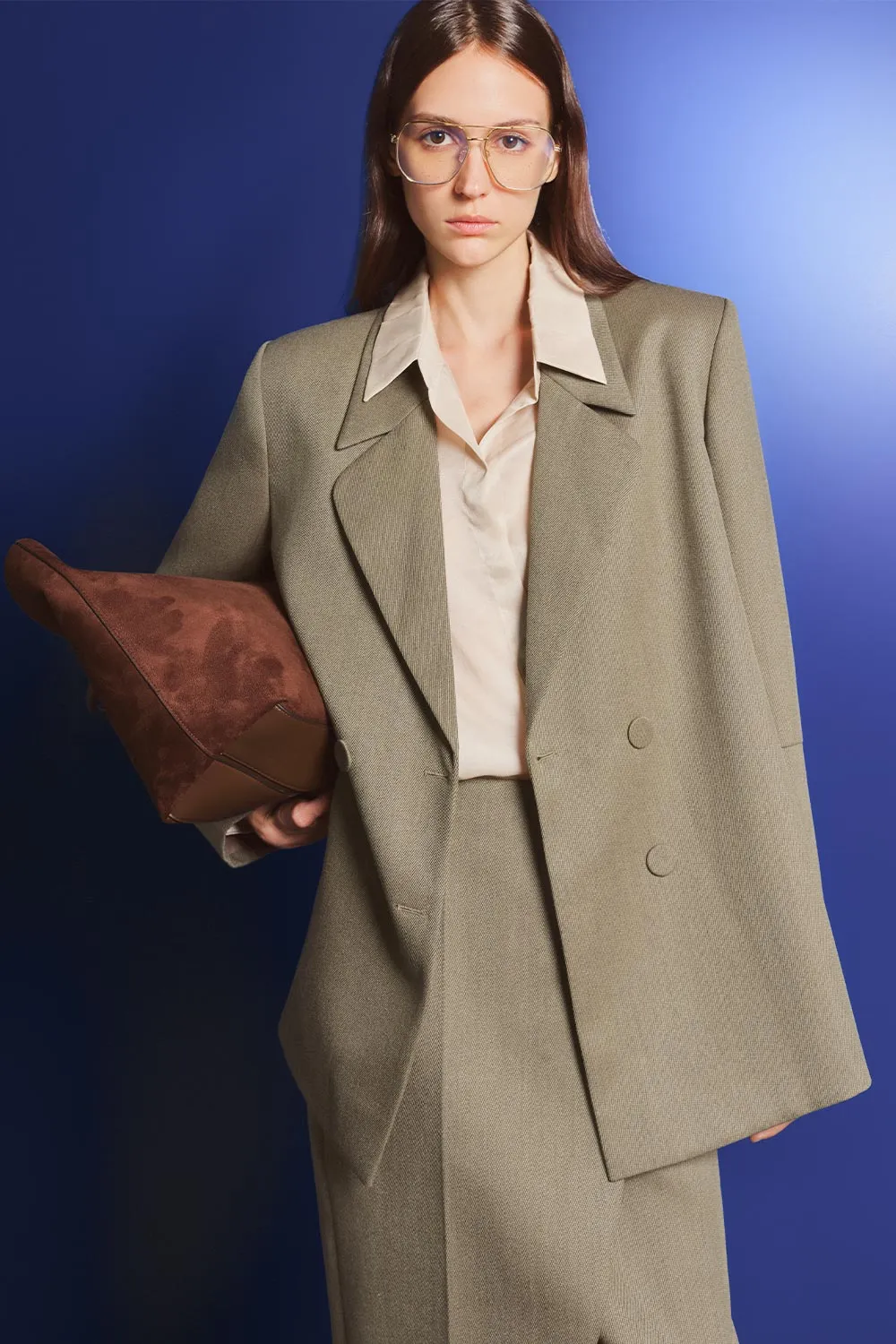 Colby Straight Double Breasted Tweed Blazer