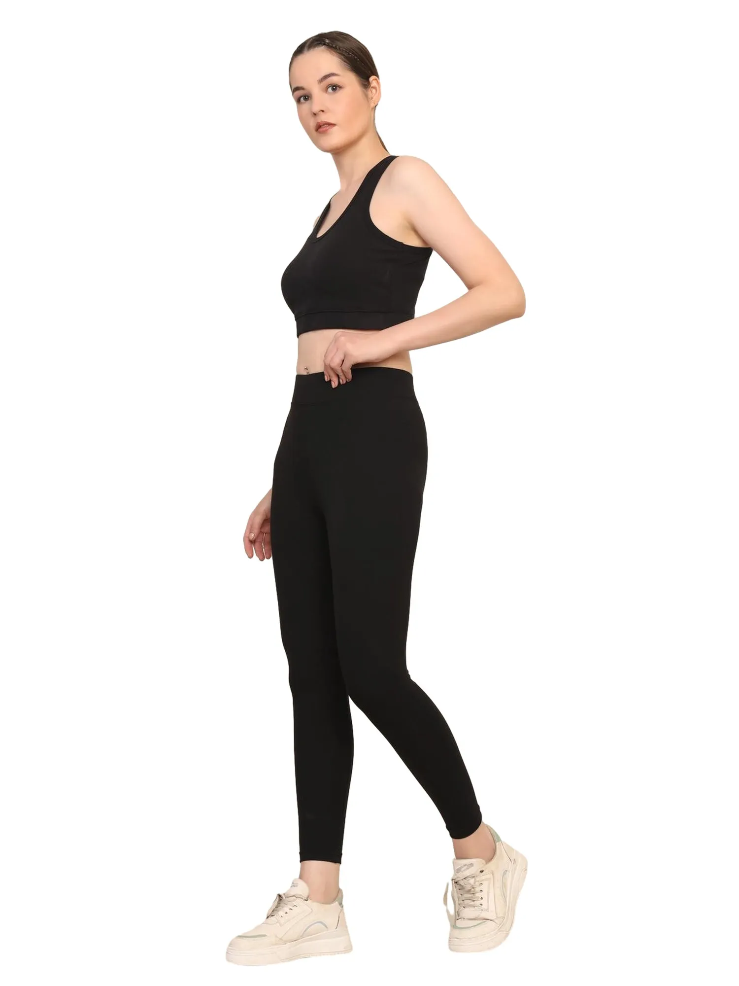 Cotton Sports Bra with Removable Pads – Breathable & Supportive Activewear | Black