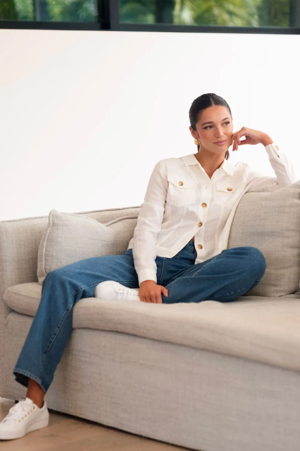 Cove Ivory Linen Casual Jacket