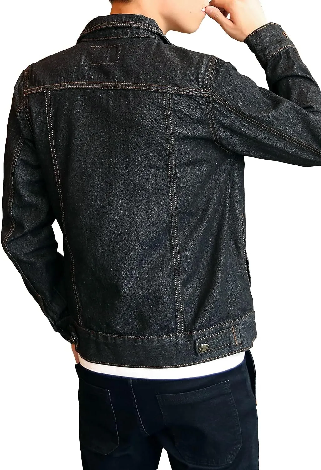 DAVID.ANN Men's Denim Jacket Slim Fit Trucker Coat