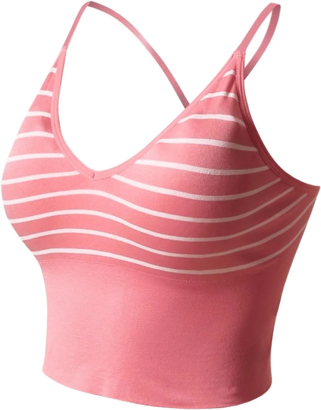Design by Olivia Women's Casual Seamless Padded Workout Sports Bra Cami Cropped Yoga Tank Top with Adjustable Straps
