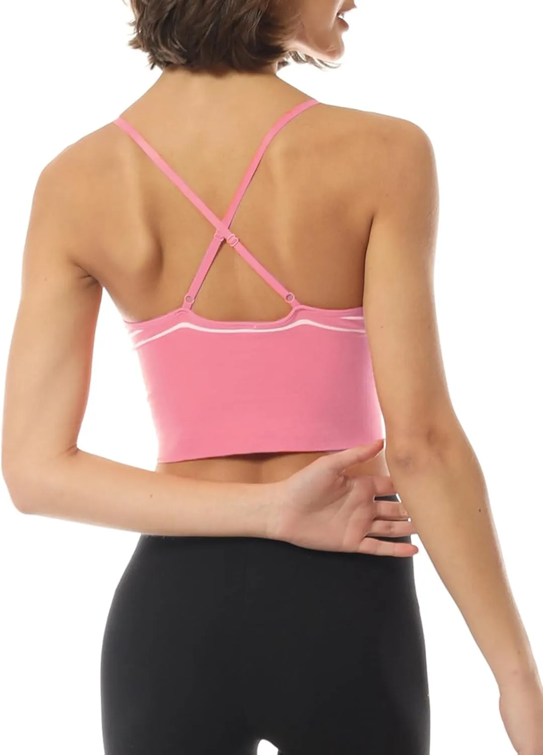 Design by Olivia Women's Casual Seamless Padded Workout Sports Bra Cami Cropped Yoga Tank Top with Adjustable Straps