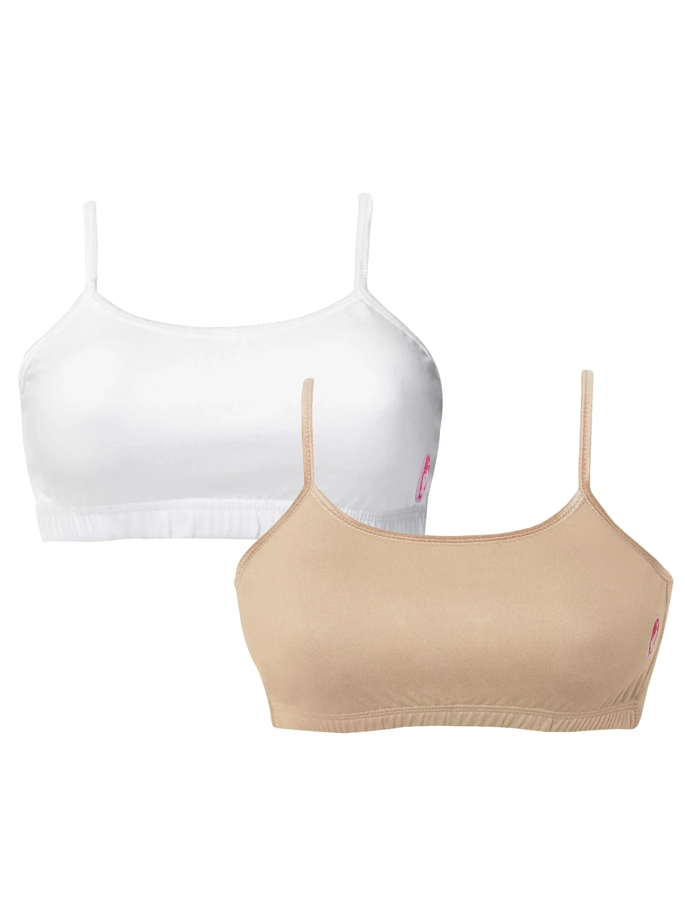 Double-layer Thin Strap Cotton Athletic Bras | Non Padded Beginner Bra For Girls | Solid Bra Pack of 2