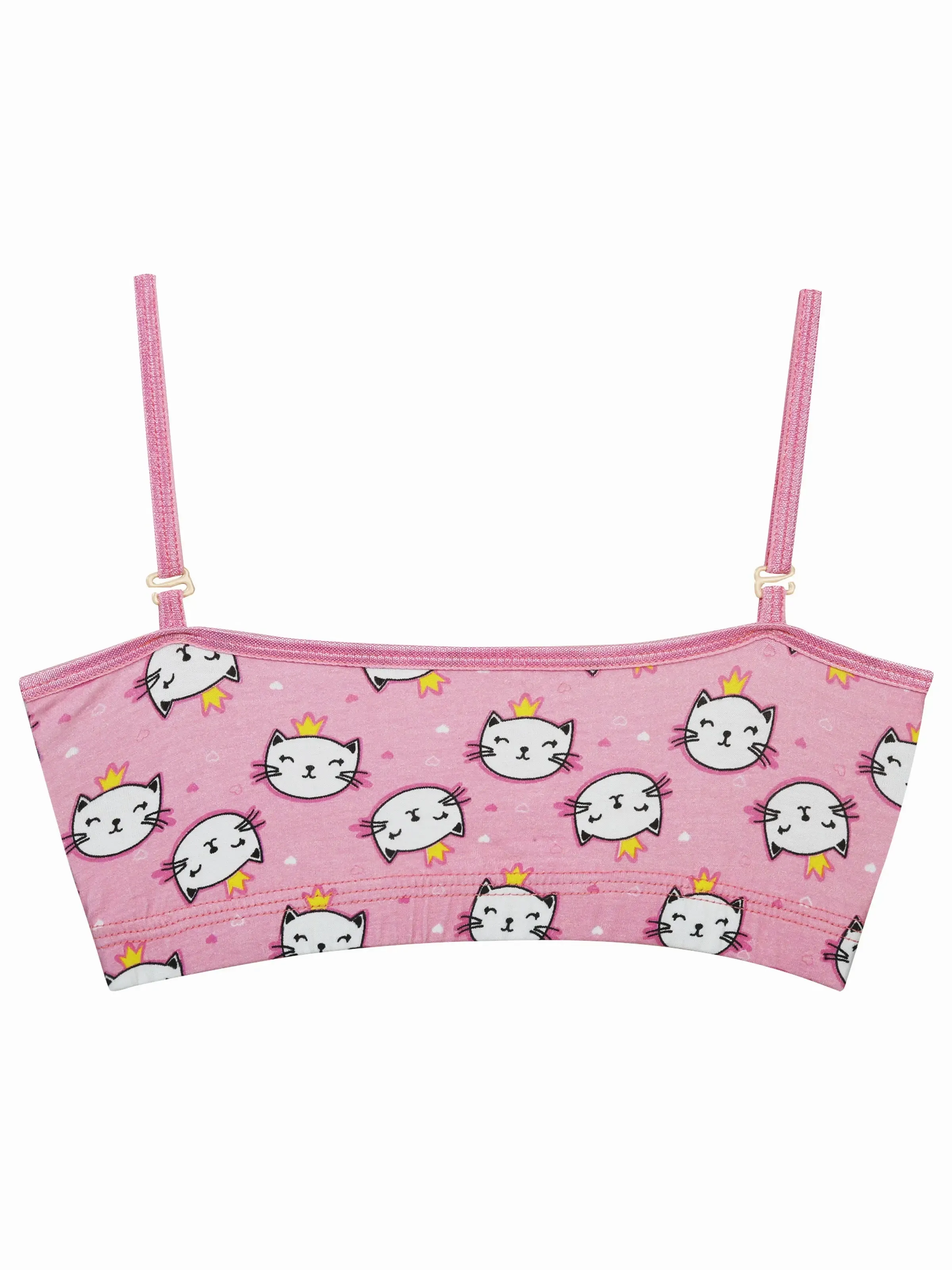 Double-Layer Thin Strap Cotton Sports Bra | Non-Padded Beginner Bra | Kitty Print Bra