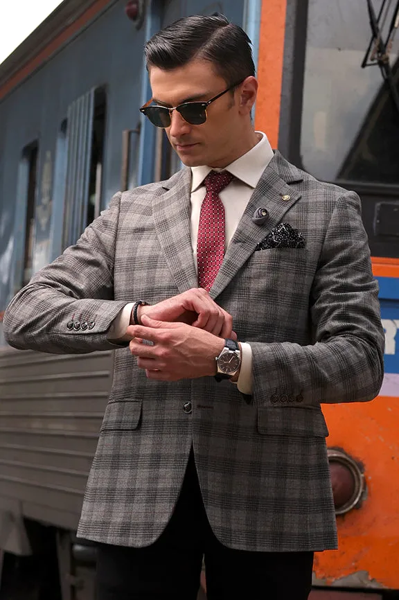 Grey Glen Plaid Check Blazer