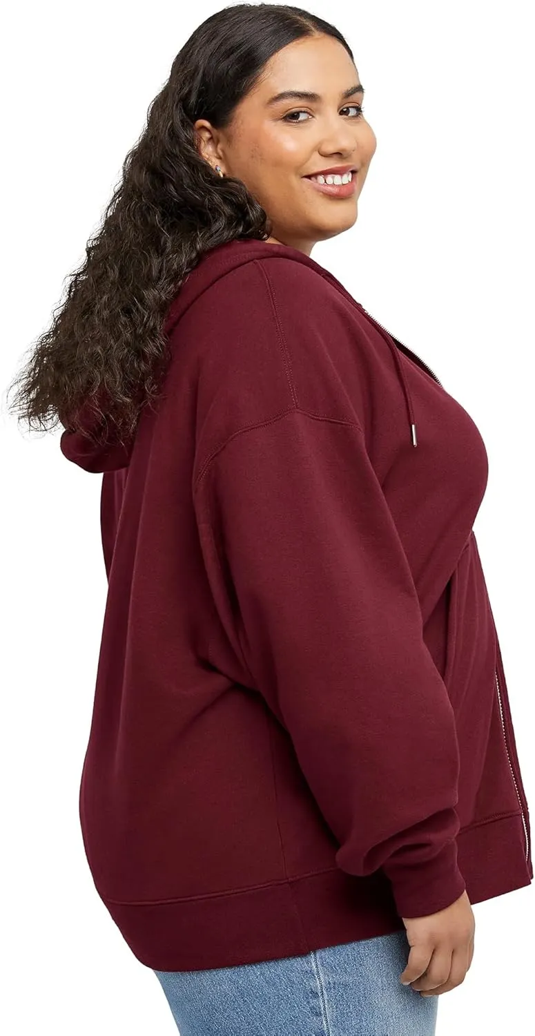 Hanes Women's Originals Full-Zip Hoodie, Midweight Fleece Sweatshirt, Zip Hoodie For Women, Plus Size Available