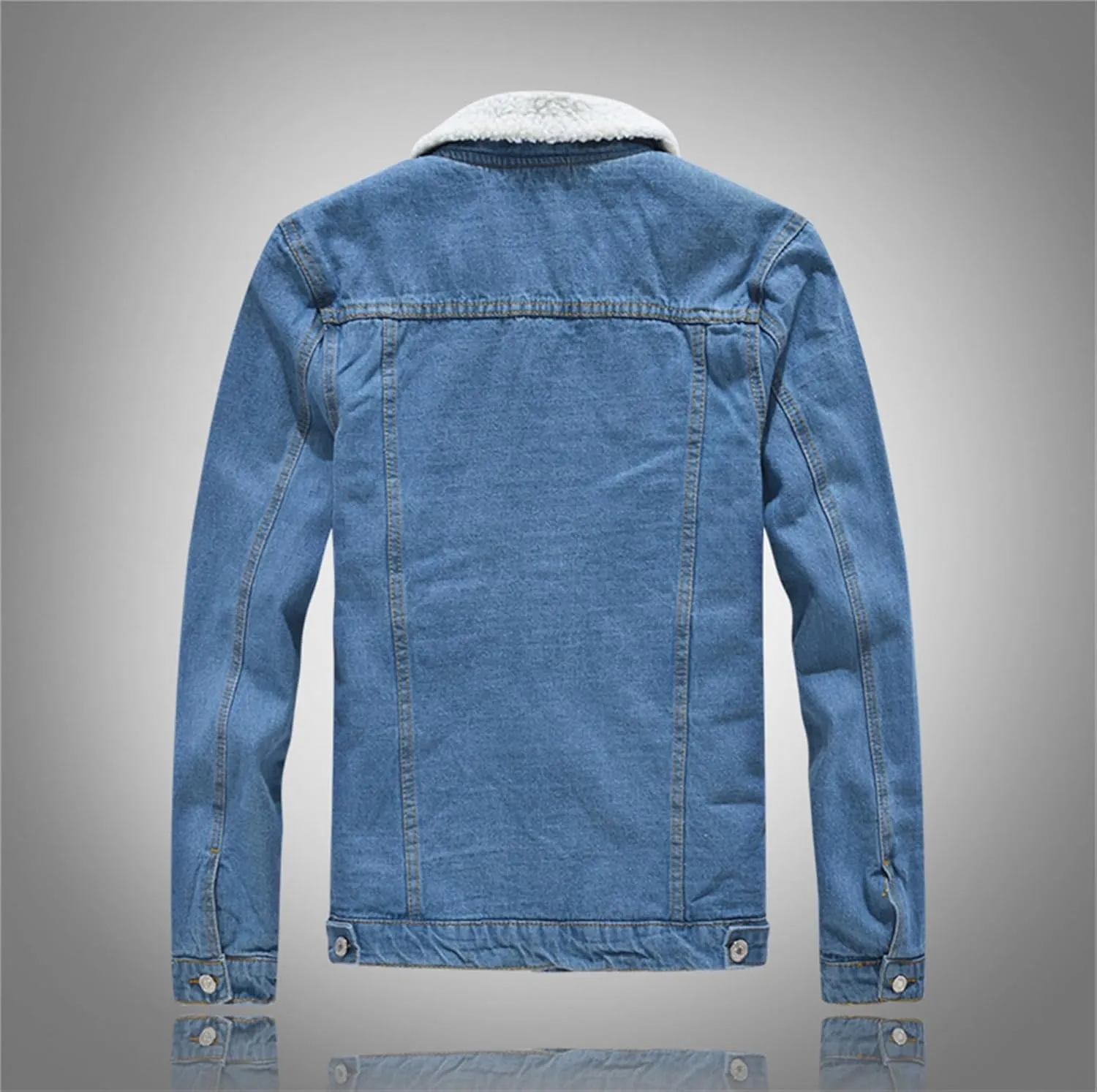 JEKE-DG Men's Plus Size Slim Fit Jean Jacket Lined Casual Winter Denim Jackets Button Down Warm Trucker Jean Coat