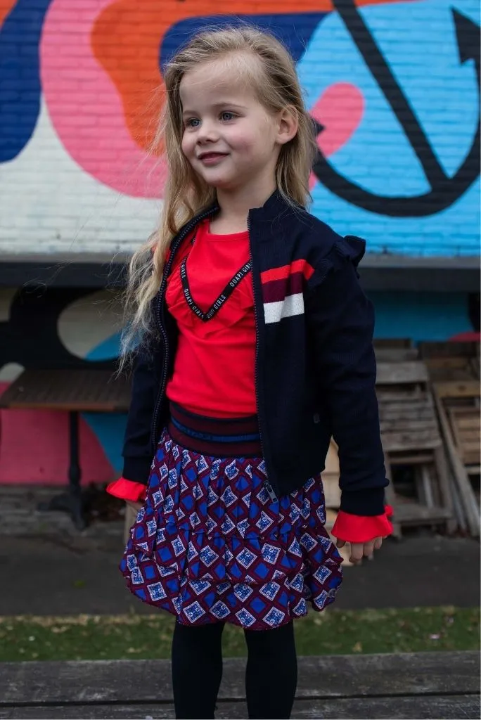 Kornelia Retro Print Ruffle Skirt