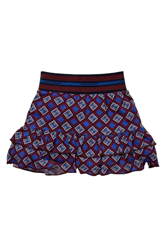 Kornelia Retro Print Ruffle Skirt