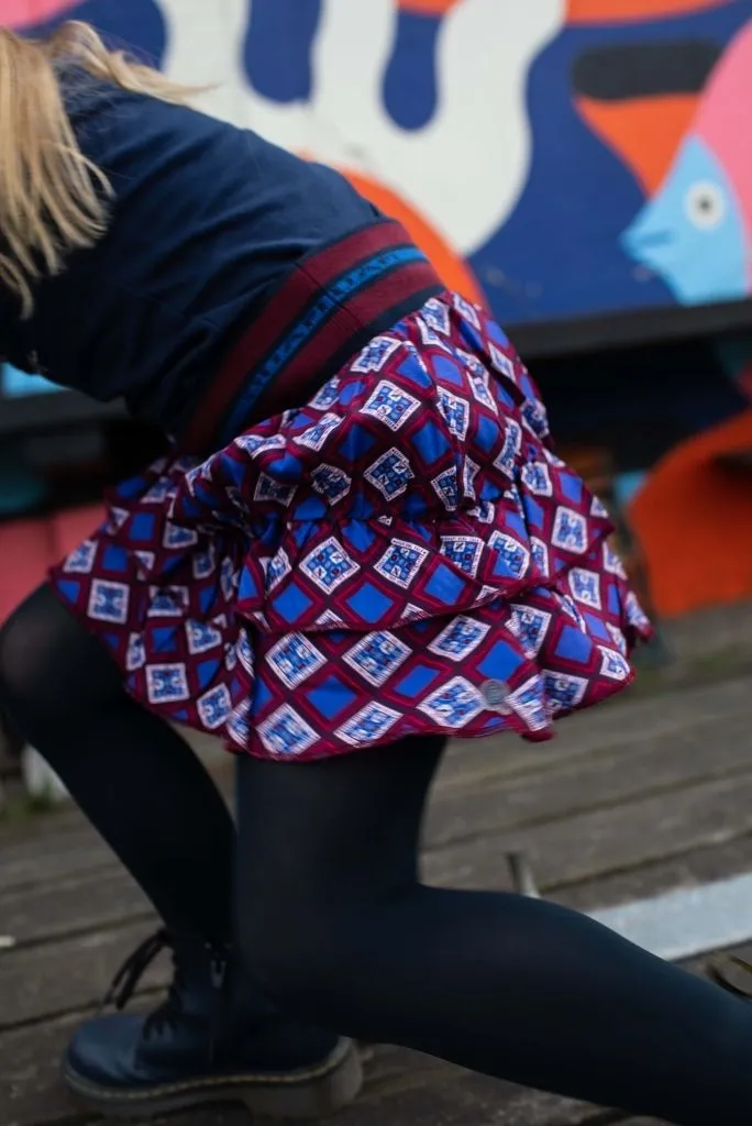 Kornelia Retro Print Ruffle Skirt
