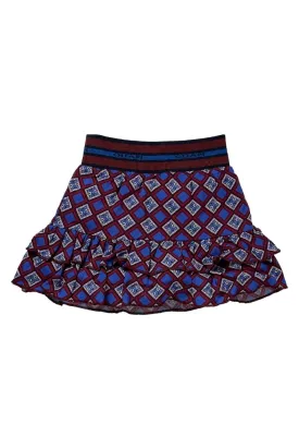 Kornelia Retro Print Ruffle Skirt