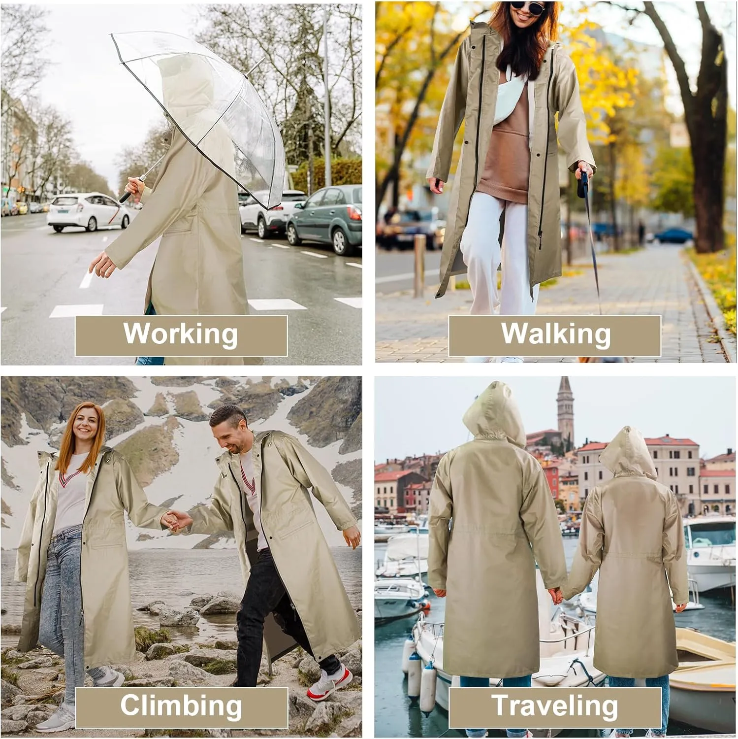 LAMA Women's Rain Jacket Lightweight Waterproof, Windbreaker Jacket with Hood Sun Protection, Packable Raincoat with Pocket