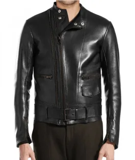 Lightweight Black Leather Riding Jacket for Men