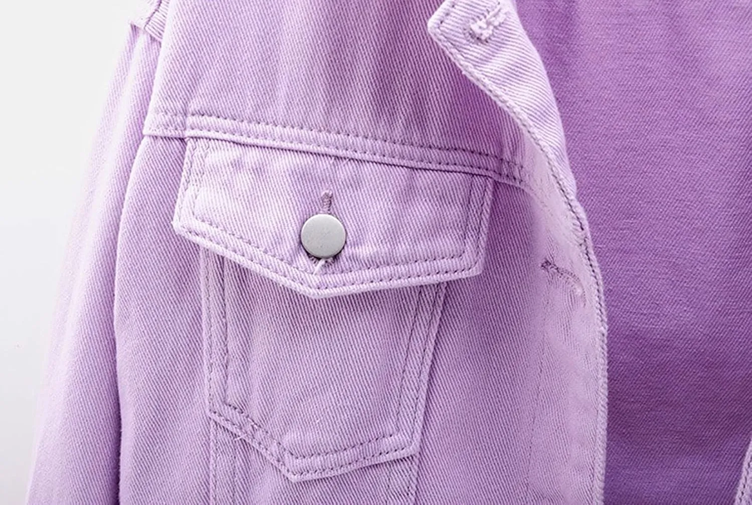 loveimgs Women's Classic Collared Button Down Distressed Oversize Boyfriend Unlined Denim Trucker Shacket Jacket