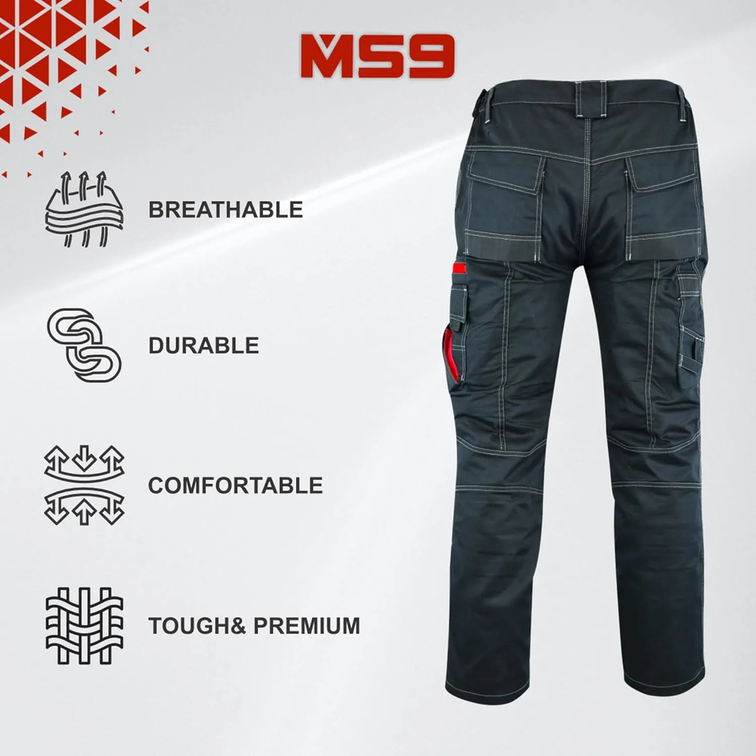 MS9 Men's Cargo Combat Active Casual Tactical Work Pants Trousers Jeans
