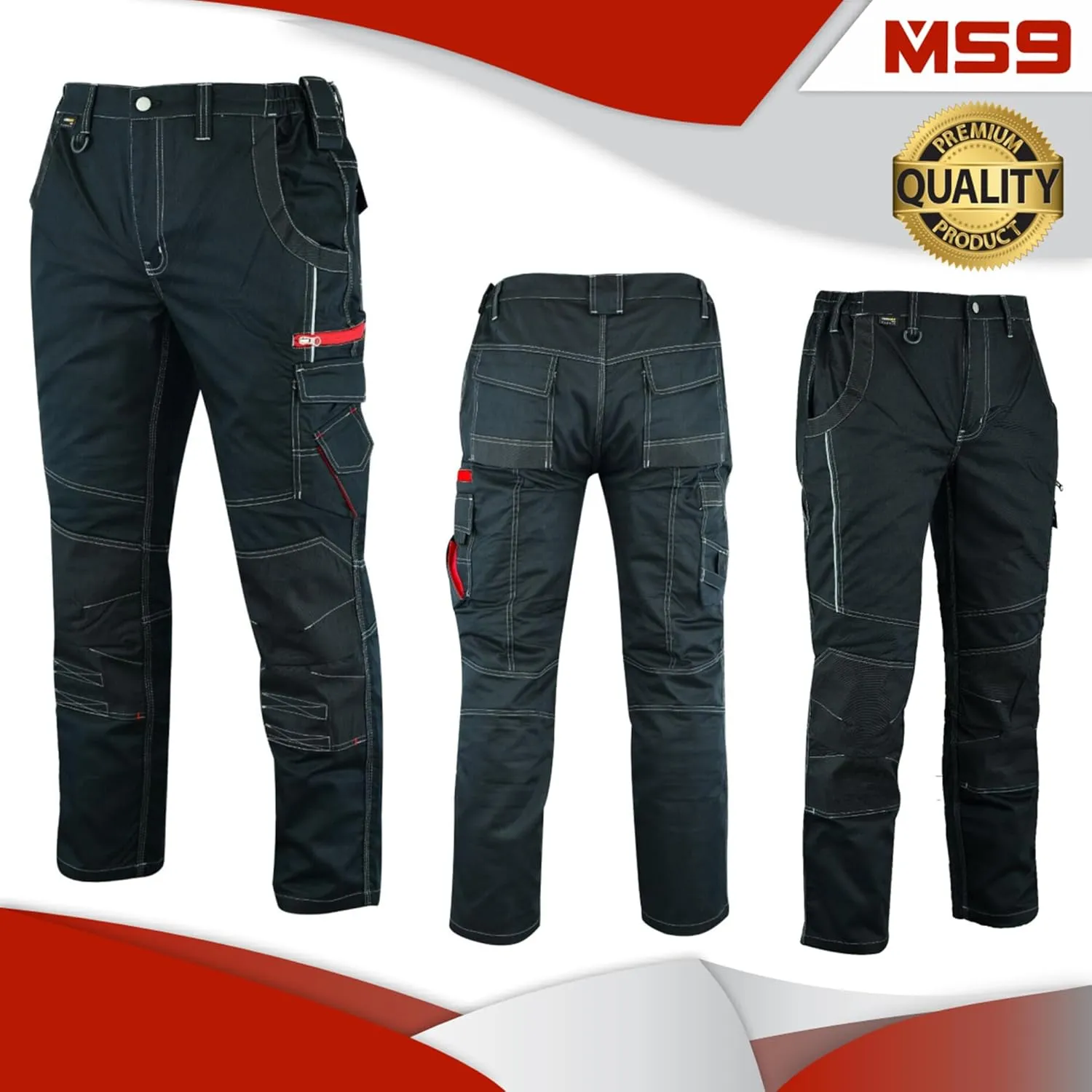 MS9 Men's Cargo Combat Active Casual Tactical Work Pants Trousers Jeans