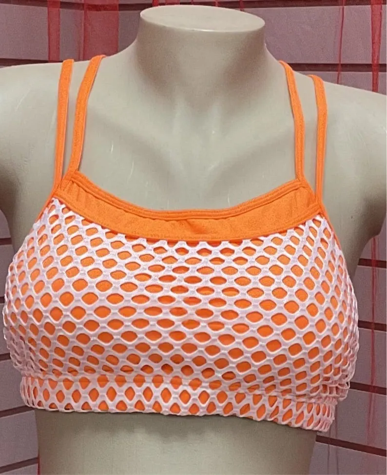 Neon Net Laced Sports Bra
