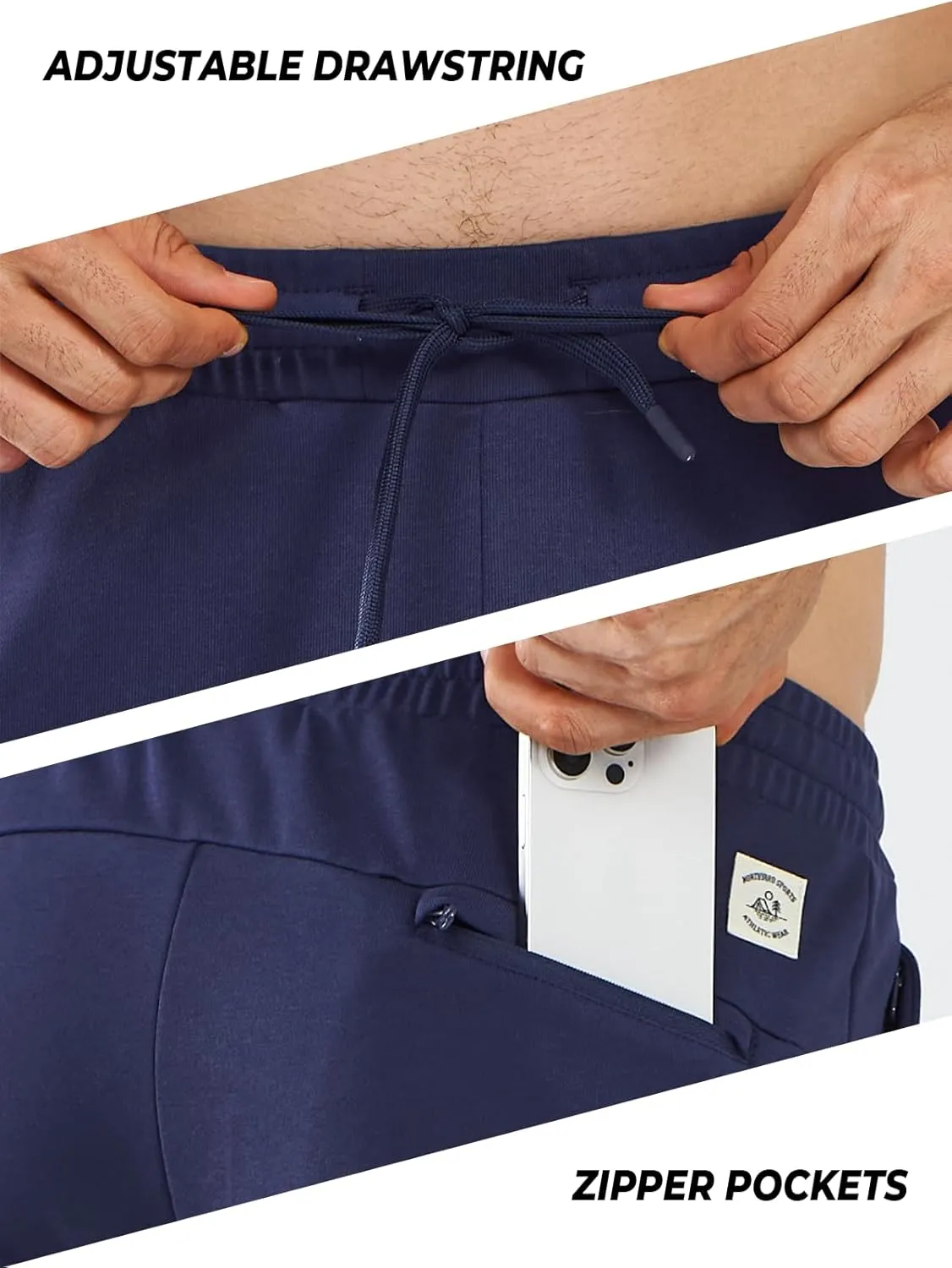 NORTHYARD Men's Cotton Athletic Jogger Sweatpants with Zipper Pockets Running Workout Gym Tapered Pants Comfy Lounge Pants