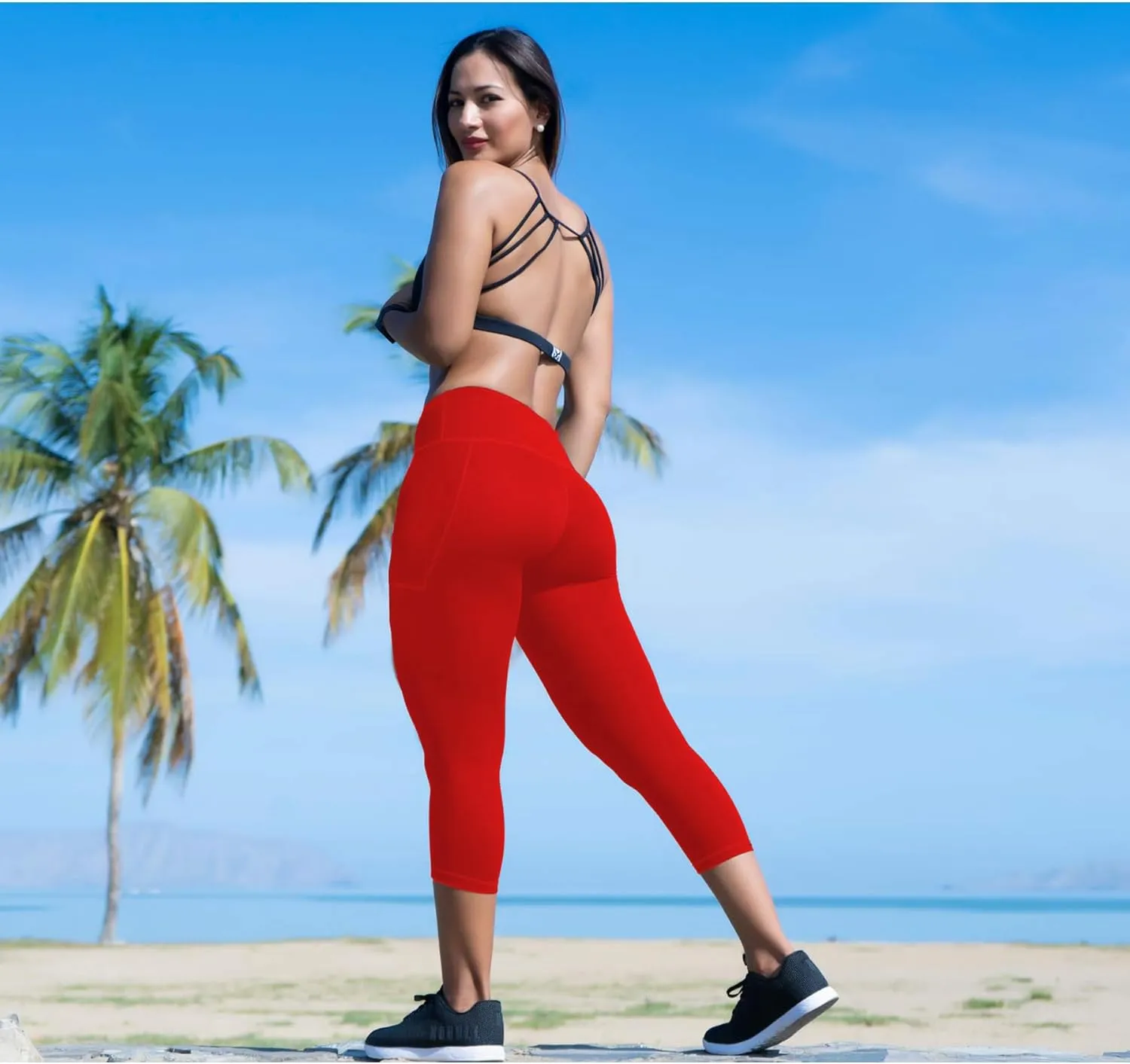RIMLESS 7 Women's Leggings with Pockets High Waist Cotton Yoga Pants Workout Running Athletic Capris