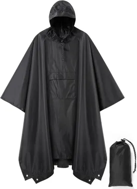 salamra Hooded Rain Poncho Waterproof Raincoat Jacket for Men/Women/Adults with Pocket