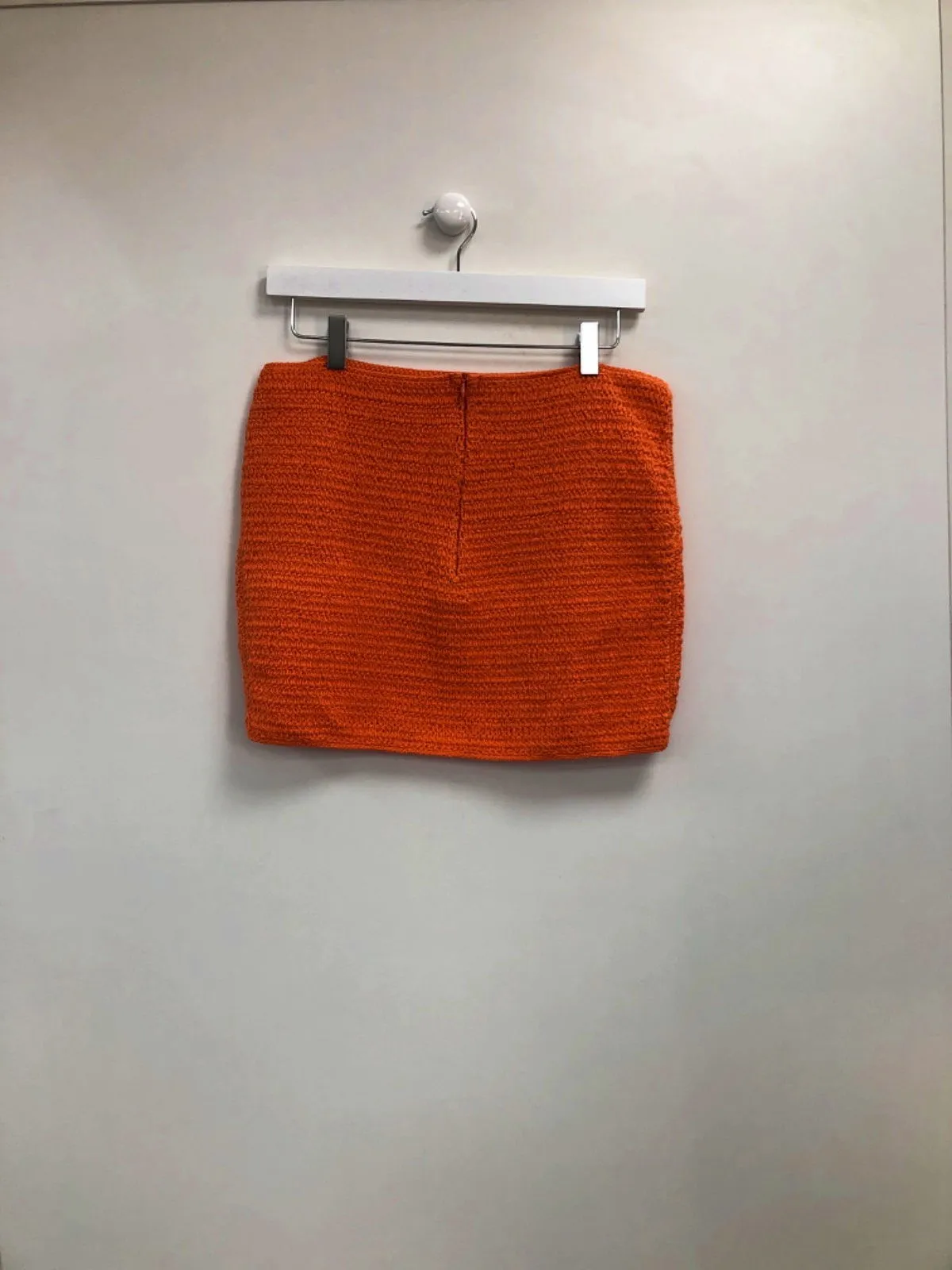 Shondel Orange Handmade 2-piece Knitted Top and Skirt Set UK M