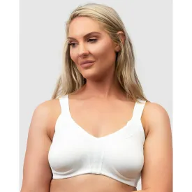 Side Smoothing Organic Cotton Wirefree Minimiser Bra-White