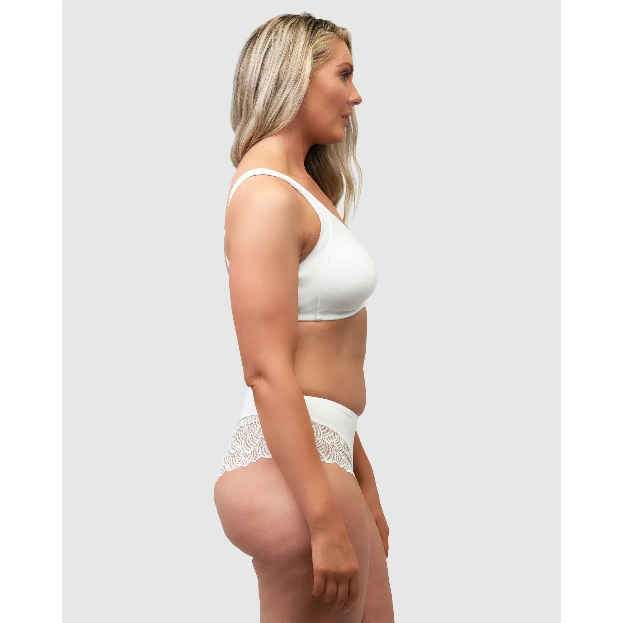 Side Smoothing Organic Cotton Wirefree Minimiser Bra-White