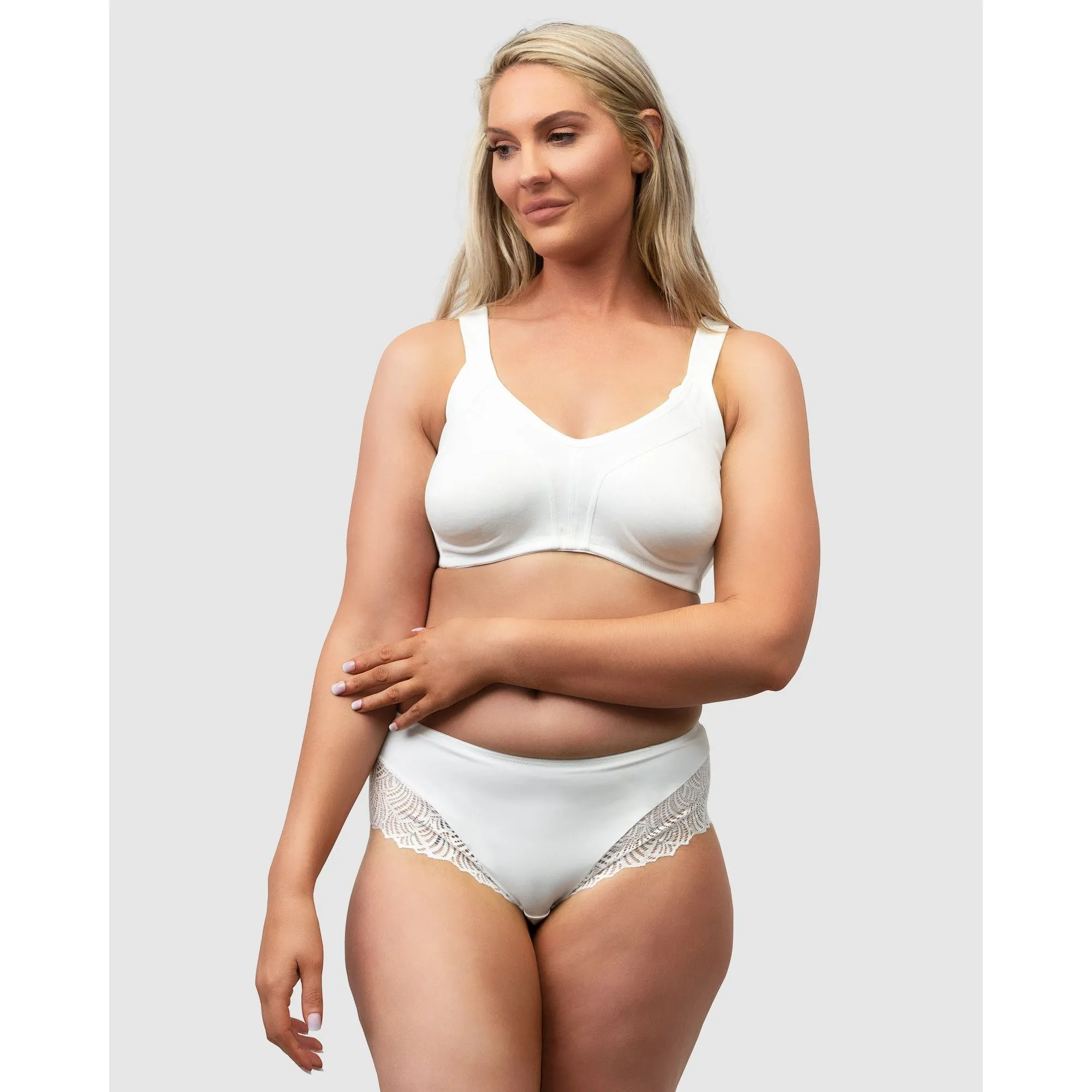 Side Smoothing Organic Cotton Wirefree Minimiser Bra-White