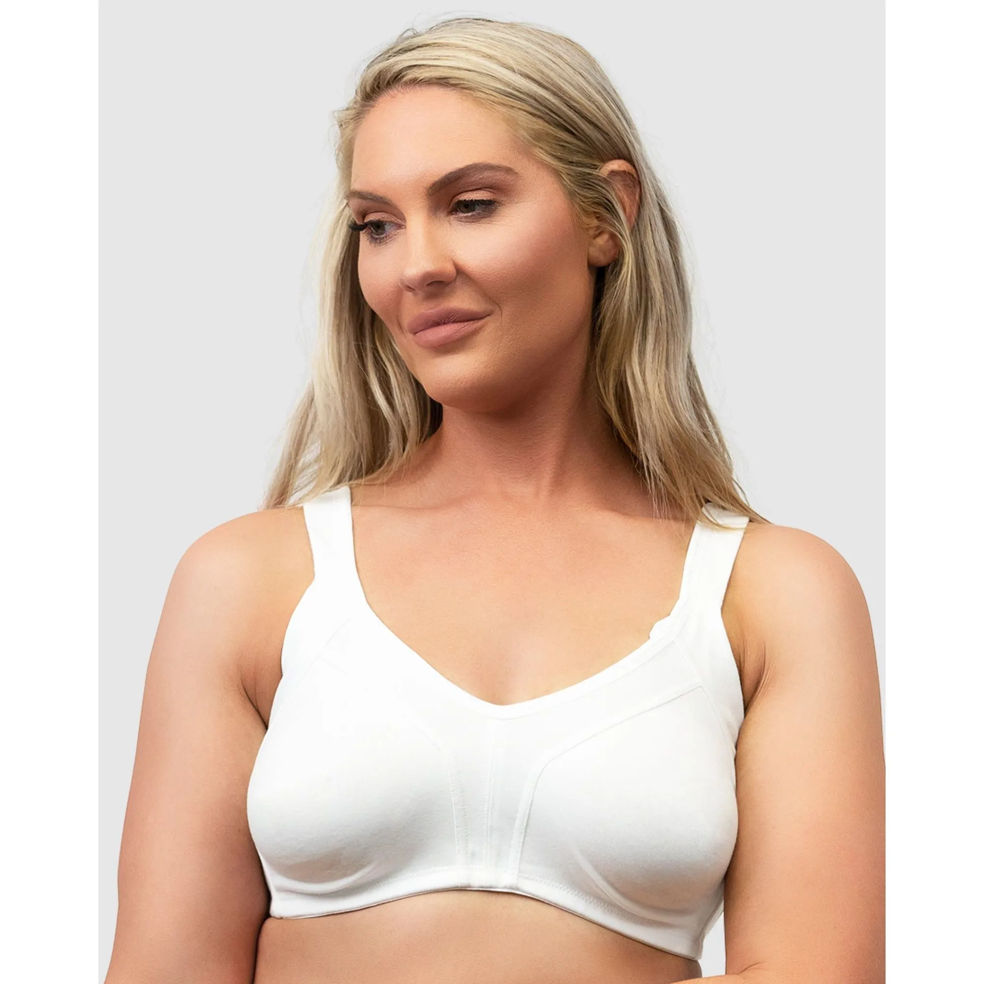Side Smoothing Organic Cotton Wirefree Minimiser Bra-White