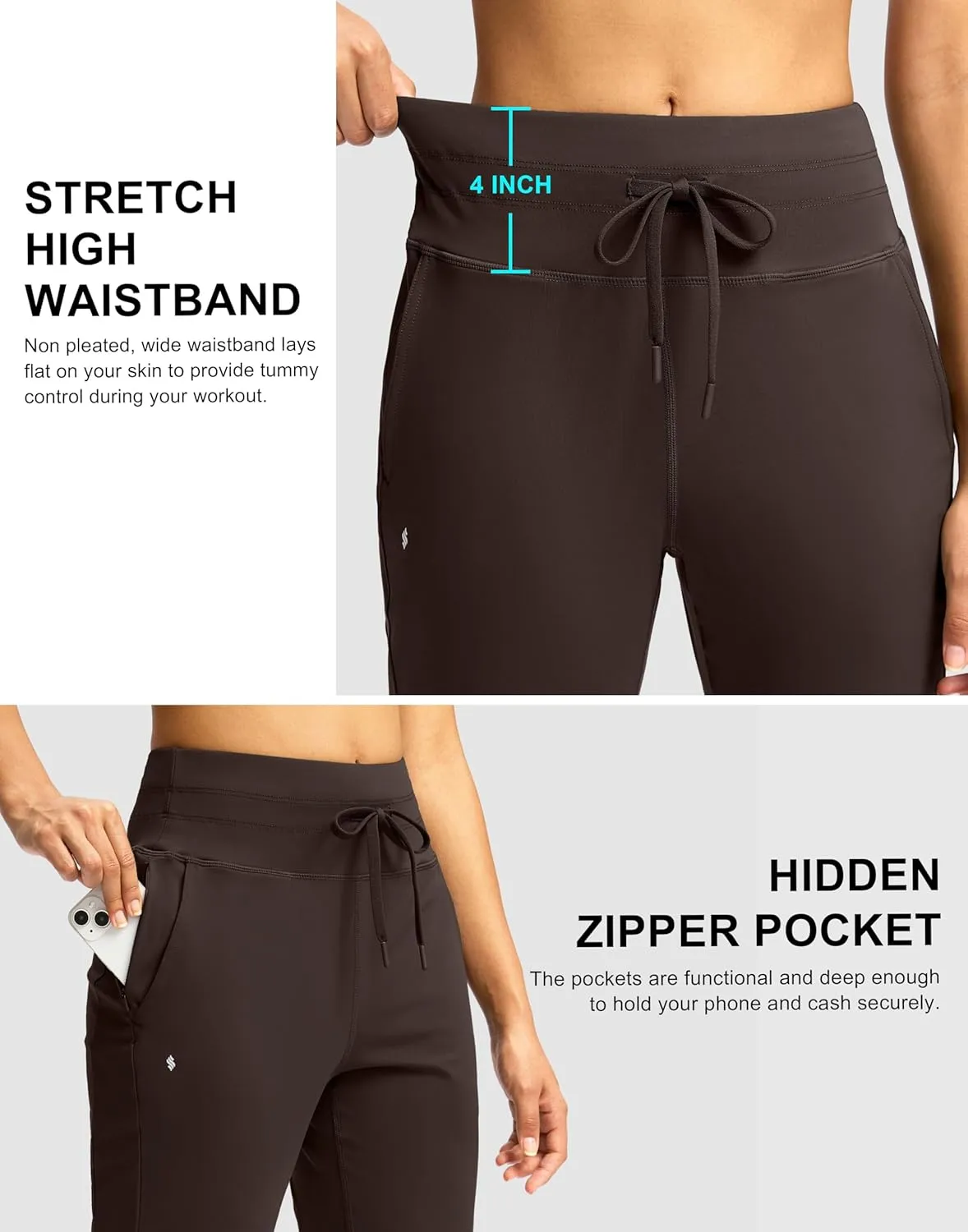 Soothfeel Womens Joggers with Zipper Pockets High Waisted Sweatpants Athletic Leggings Pants for Workout Running Yoga