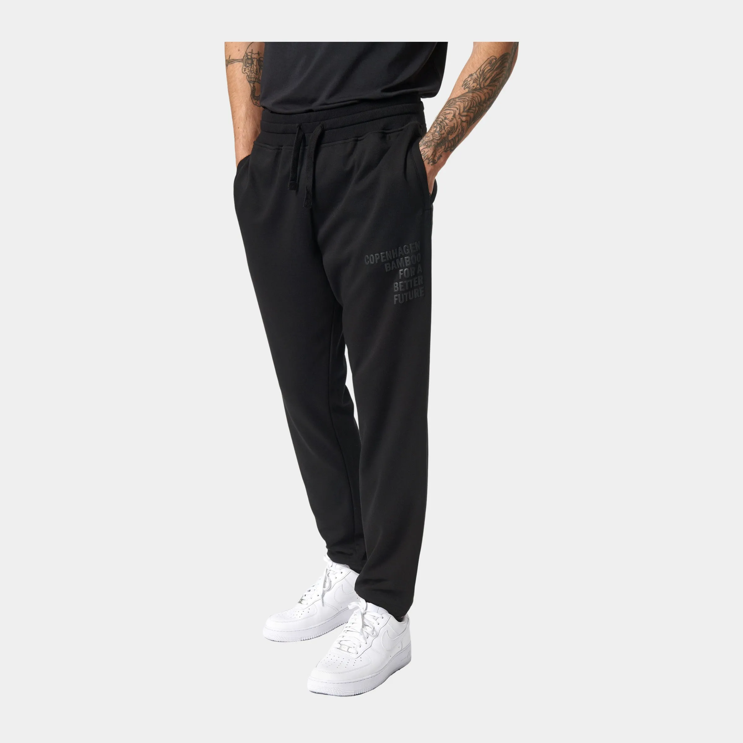 Sorte bambus sweatpants med logo