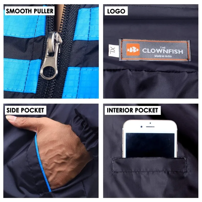 THE CLOWNFISH Men's Activewear Jacket - Stylish, Zipper Design | 3 Pockets | XL | Blue