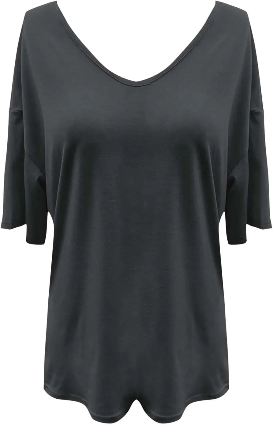 Tranquilm T Shirts, Tranquilm Women's Solid Color V-Neck Casual 2025 Summer Short Sleeve Loose Fit Tees Casual Tops