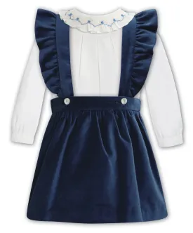 Velvet Hand Embroidered 2PC Pinafore Set