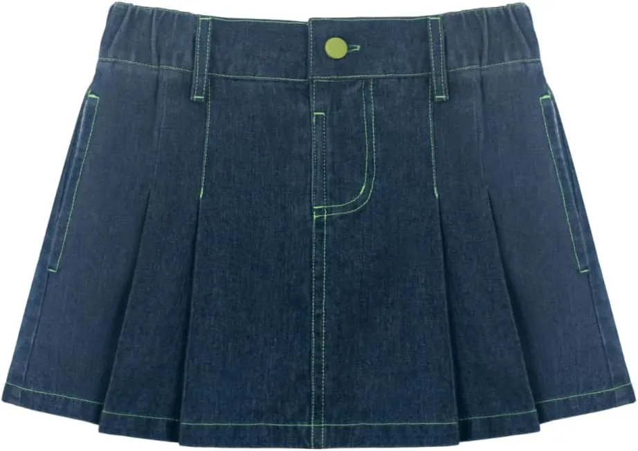 WELAKEN Jean Skirt for Girls Toddler & Kids II Girl's Elastic Waist A Line Mini Denim Skirts