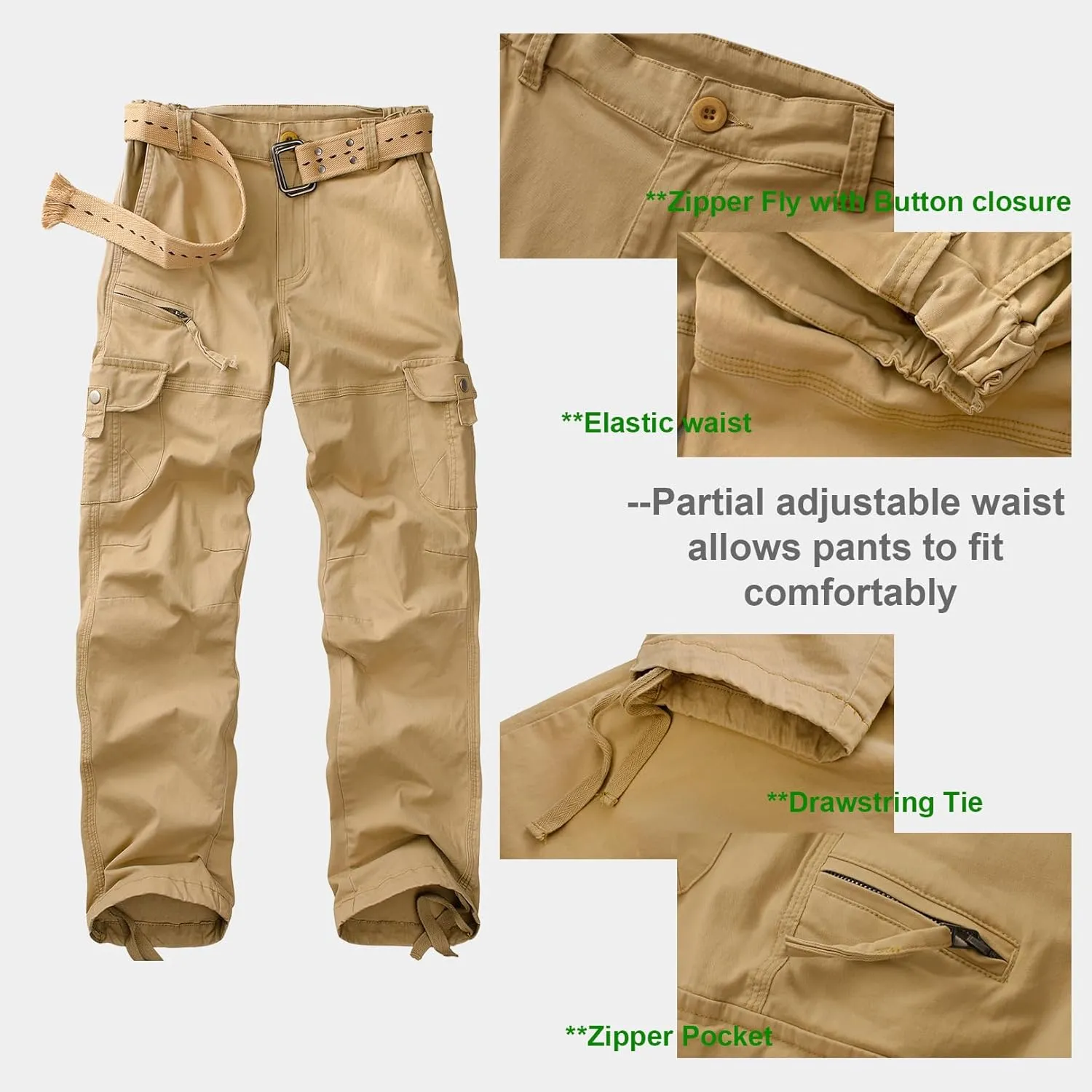 Women's Cargo Pants Casual Y2K Streetwear Cotton Summer Travel Work Hiking Pants with 7 Pockets Combat Tactical