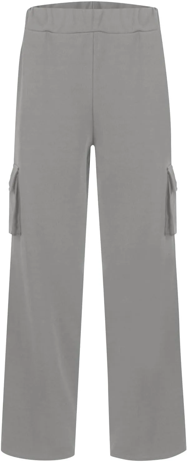 Womens Cargo Pants High Waisted Plus Size Stretch Wide Leg Yoga Sweatpants with Pockets Casual Comfy Travel Oufits 2025