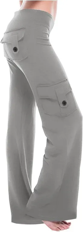Womens Cargo Pants High Waisted Plus Size Stretch Wide Leg Yoga Sweatpants with Pockets Casual Comfy Travel Oufits 2025