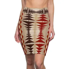 Womens Mini Skirt - High Waisted - Multi-brown Pencil Skirt